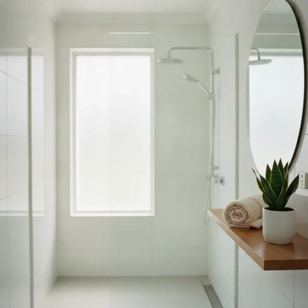 A sparkling clean bathroom after service